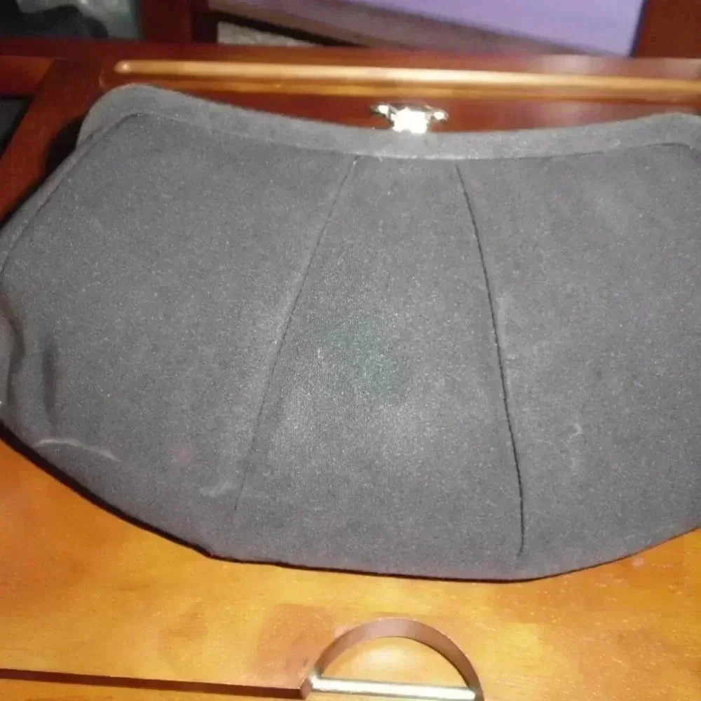 Black Fabric Clutch Handbag Purse - Picture 2 of 6